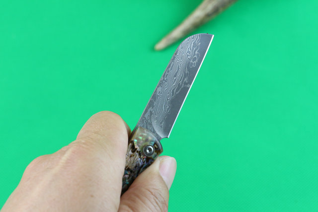  Abalone VG10 Damascus Little Razorback no lock knife UD402134